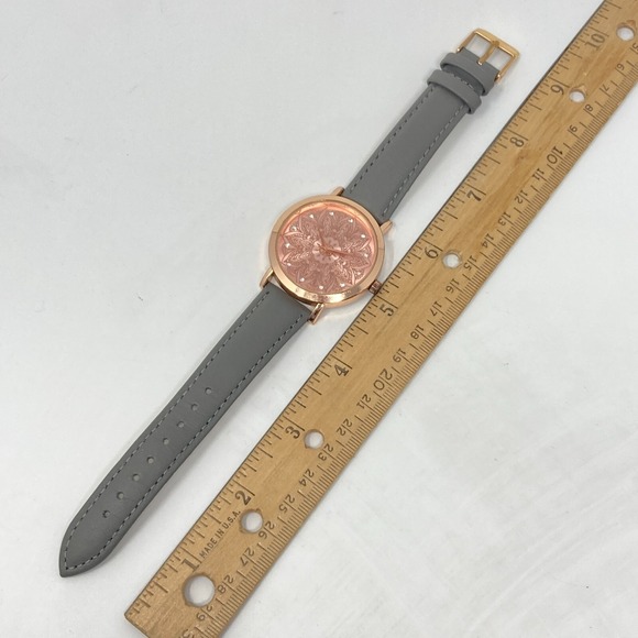 Accutime Mandala Watch Women Rose Gold Tone 38mm Bling Leather New Battery 8.5" - Picture 14 of 15